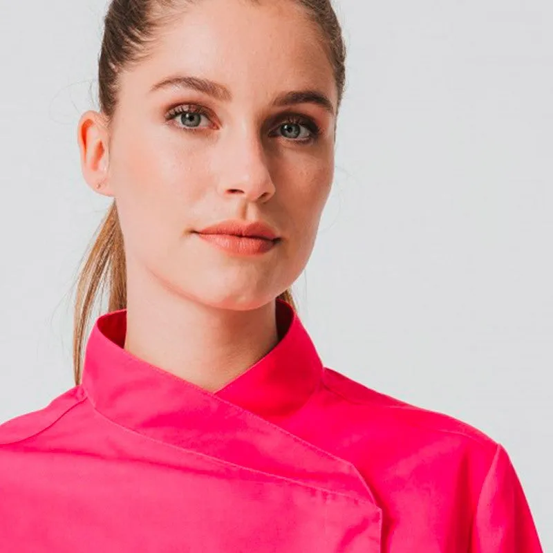 Women Pink Kitchen Coat with Kimono Collar  - MOLINEL